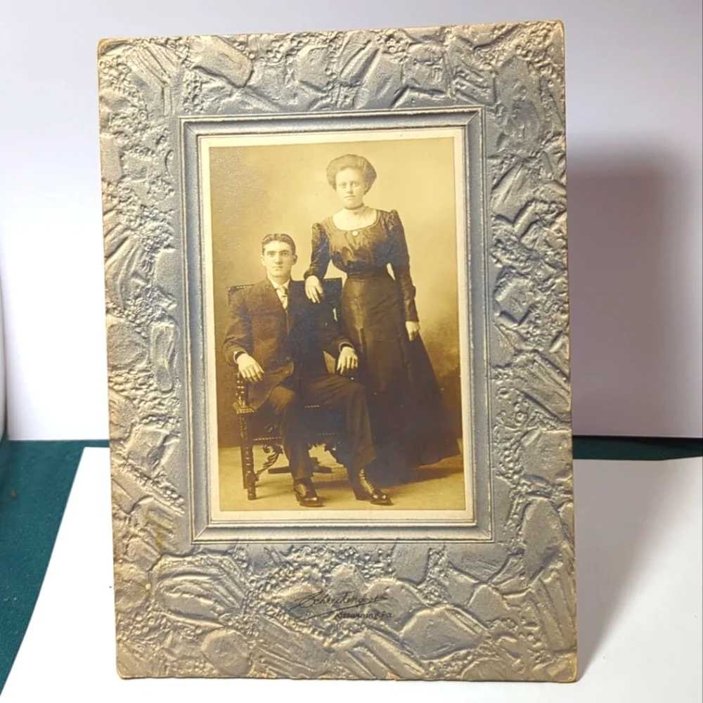 Antique Photograph Tin Type Metal Man/Woman Schreckengost 1800s or Early 1900s - Picture 1 of 15